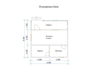 Каркасная баня 6*6 с террасой