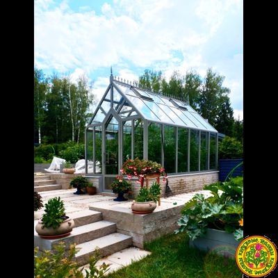 Базовая комплектация теплицы из стекла и алюминия в готическом стиле ГОТИКА размером 4000 х 2500 мм