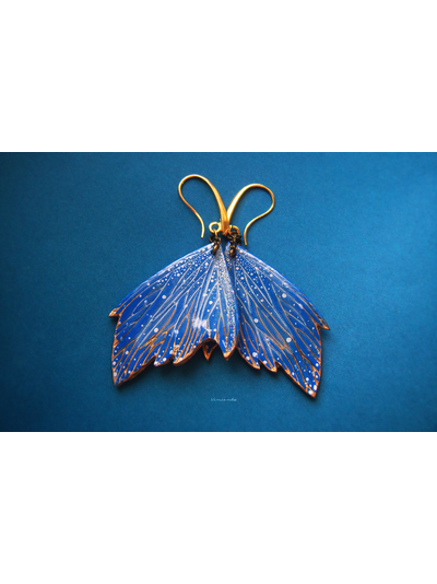 "Вавилонский мотылёк", крупные серьги-крылья авторской работы