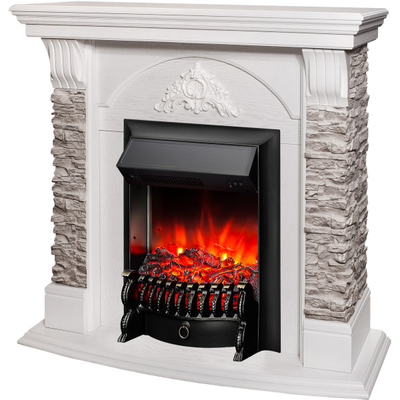 Электрический камин Атланта GR WT с очагом Fobos