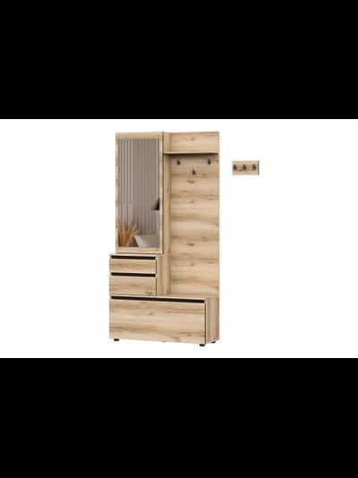 Берген вешалка с зеркалом прихожая Дуб делано/Венге