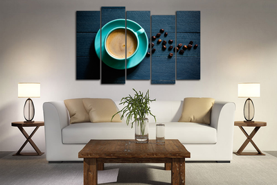 Модульная картина "Бирюзовая чашечка кофе"