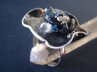 Мистическое кольцо с лягушкой "Лунная принцесса"