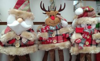Украшения на ёлку Дед мороз и друзья в шубах длинные ноги упаковка 12 штук