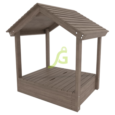 Детская игровая песочница с крышкой и деревянной крышей