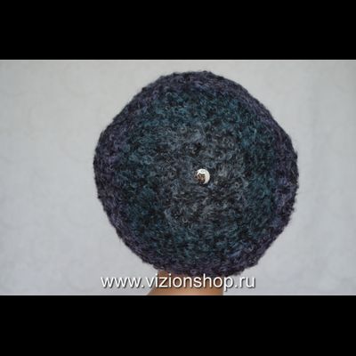 Модный вязаный берет для женщин зима 2020 Vizio Италия 6480 черно - синий