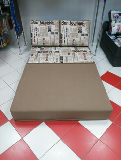 Диван-кровать 120см, жаккард ГазетаБ7/велюр беж