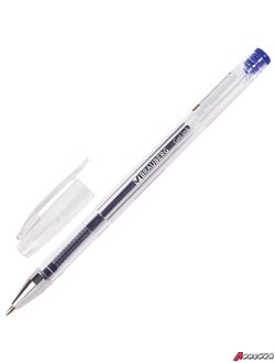 Ручка гелевая BRAUBERG «Jet», СИНЯЯ, корпус прозрачный, узел 0,5 мм, линия письма 0,35 мм. 141019