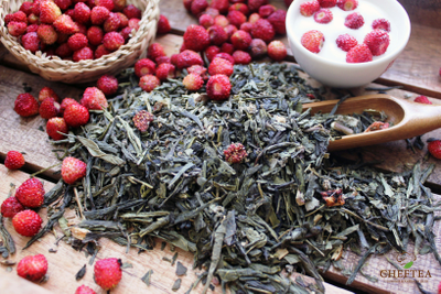 Зеленый чай с земляникой - Земляника со сливками 150г