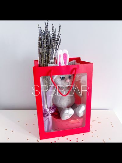 Подарочный набор №17 - Плюшевый котик на выбор, Лаванда, Киндер бокс средний