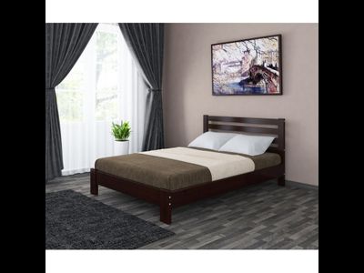 Кровать &quot;Вероника&quot; орех тёмный с ламелями из массива сосны (Браво мебель)