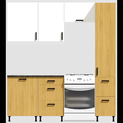 Кухня Эконом 1,5 метра с колонкой (1100х400) Цвет: Белый/Дуб Сонома