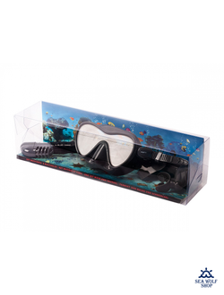 Маска для дайвинга с трубкой Sargan "АГИДЕЛЬ" черно-серый силикон, комплект