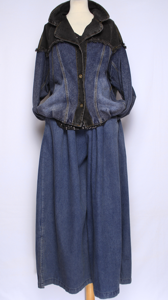 Джинсовка-бомбер "АНГЛИЙСКИЙ ВОРОТ" синяя, черная р.48-54