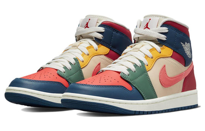 женские кроссовки Nike Air Jordan 1 Womens Mid SE Womens Multi Color DN3738-400 брендовая обувь