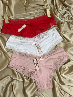 Трусы в стиле Виктория Сикрет с лентами 3 шт