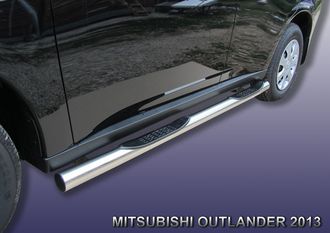 Пороги Mitsubishi Outlander (2012-н.в.), трубы с проступями, Россия