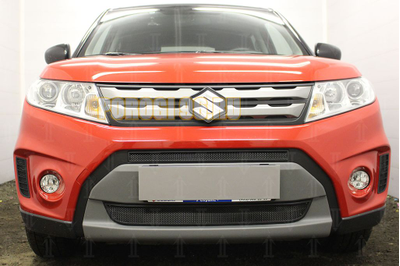 Защита радиатора Suzuki Vitara 2014-2018 (2 части) black