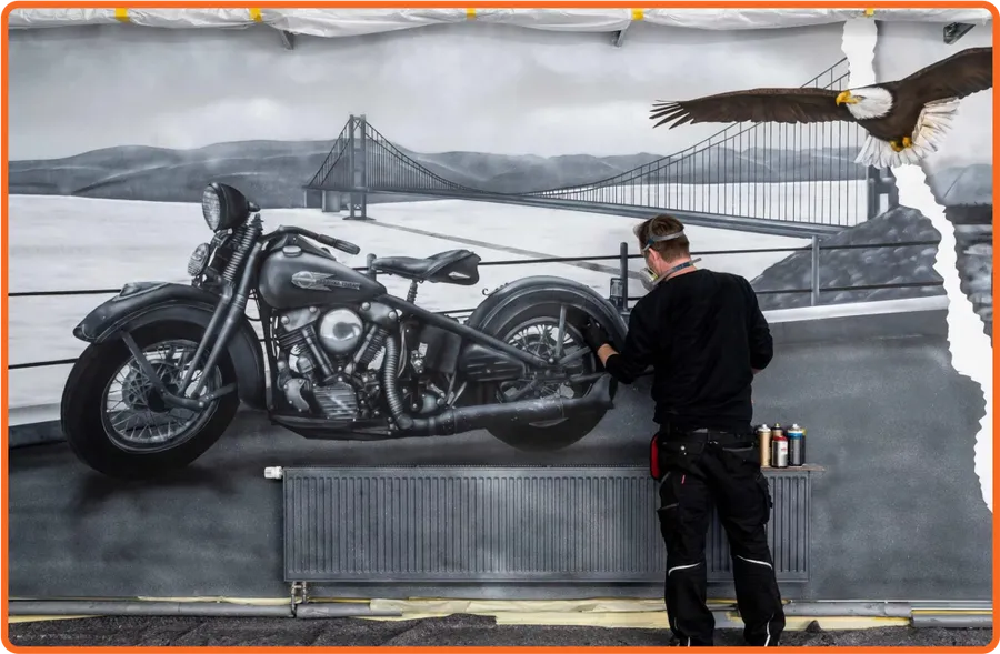 Граффити в гараже.