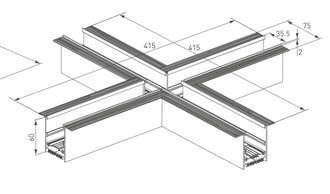Коннектор крестовой для встраиваемого трека MAG-CON-4560-F-X90 (Белый/Чёрный)