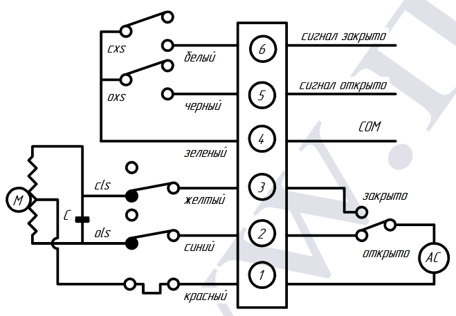 Схема подключения электропривода 220V