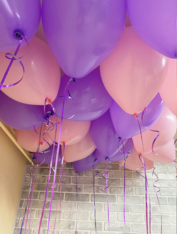 Шары сиреневый, розовый 19 шт под потолок