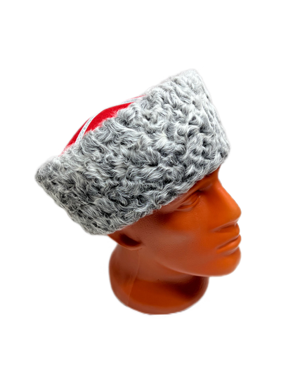 Кубанка из Серого каракуля 10см - Красный верх