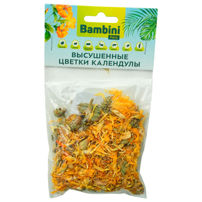 Bambini Pets (Бамбини Петс) Лакомство высушенные цветы календулы для грызунов и кроликов, 10 г