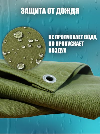 Брезентовый полог повышенной водоупорности (ПВ) 4х5м 400г/м2 (Россия)