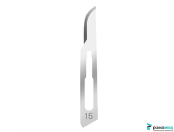 Лезвие для скальпеля канцелярского, макетного ножа, не стерильное №15, Хуаюин Медикал Инструментс Ко., Лтд, Китай остроконечный, брюшистый, нержавеющая сталь, 100 шт.в уп.