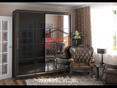 Танго-2 Шкаф-купе 1,5 (1500*2200*600мм), Венге/Зерк/лакобель чёрный