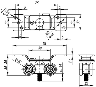 Комплект роликов Armadillo (Армадилло) для раздвижных дверей DIY Comfort 60/4 kit (877)