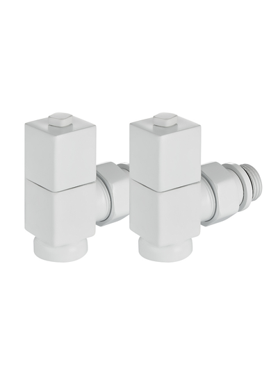 Набор дизайн-вентилей Royal Thermo CUBE, угловой (белый) 1/2"