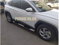 Пороги труба с проступью d76 для Hyundai Tucson 2021-