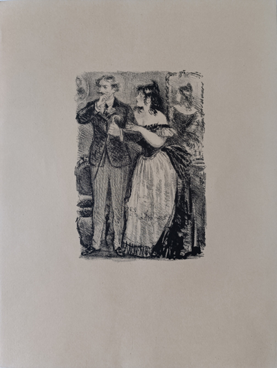 "В ресторане" цв. литография Рудаков К.И. 1969 год