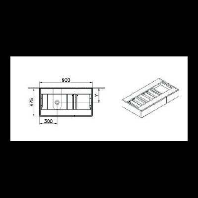 Модуль под раковину с выдвижным ящиком, Vitra Origin, 90 см, левосторонний, черный дуб, 65673
