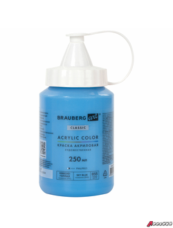 Краска акриловая художественная BRAUBERG ART CLASSIC, флакон 250 мл, НЕБЕСНО-ГОЛУБАЯ. 191711