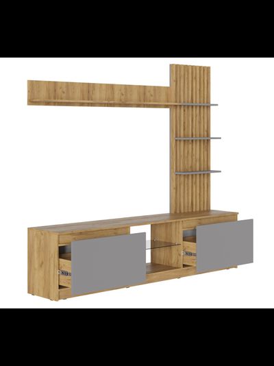 Бостон стенка НМ-001 НМ-001 Дуб крафт золотой/ЛДСП Серый шифер