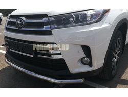 Защита переднего бампера с подгибами d60 для Toyota Highlander (2017-2020)