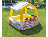 Intex, Детский надувной бассейн 157х157х122см "Домик" с навесом, 280л, от 2 лет 57470