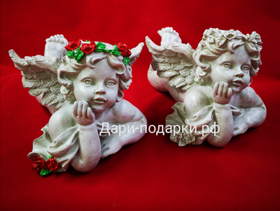 Ангел с белыми розами 31*22см   0,9кг   полистоун Россия  1953/012774*