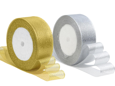 Лента метал. с люрексом/парча 25мм (серебро), 22,8м