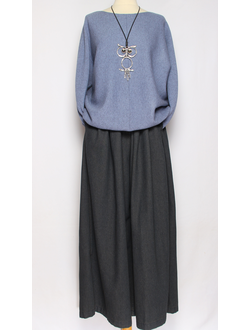 Джемпер "ШОВ СПЕРЕДИ ПОЛОСКИ КУЛИСКА" джинс  р.46-54