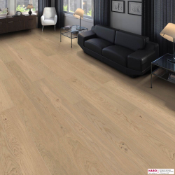 Декор паркетной доски Haro Дуб Светло Белый маркант структур 1-п, масло 541856 в интерьере гостиной