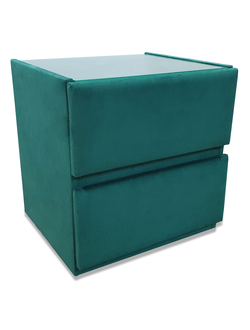 Прикроватная тумба MyCloud Регина, со стеклом, из мебельной ткани, два ящика