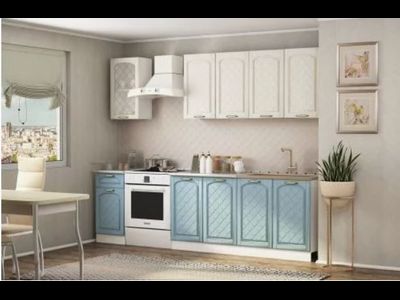 Кухня Милана 1,6м белый, сандал белый,голубая патина, антарес