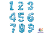 Шар Цифра голубая 102 см SLIM (0,1,2,3,5,6,7,8,9) ( шар + гелий + лента)