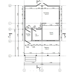 Одноэтажный каркасный дом с одной спальней 50м² (SK66)