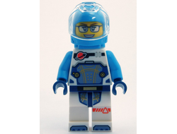 Astronaut - Female, White Spacesuit with Dark Azure Arms, Dark Azure Helmet, Trans-Clear Visor, Dark Azure Jet Pack, Glasses, n/a (cty1693)