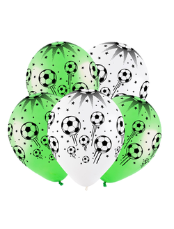 Воздушные шары с гелием "Футбольные мячи-зеленый/белый" 30см